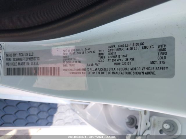 1C6RREFT2PN559713 RAM 1500 Big Horn  4x2 5'7 Box