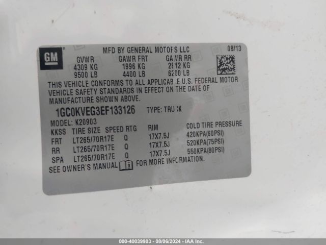 1GC0KVEG3EF133126 Chevrolet Silverado 2500hd Work Truck