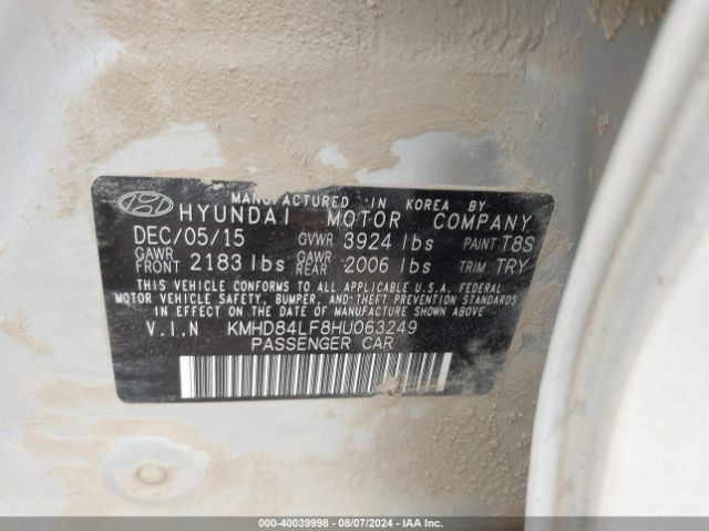 KMHD84LF8HU063249 Hyundai Elantra Limited