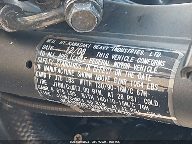 2009 KAWASAKI VN900 JKAVN2D159A032420 Photo 9