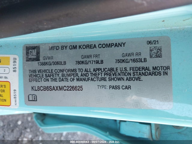 Chevrolet Spark Fwd Ls Automatic 2021 KL8CB6SAXMC226625 Image 9