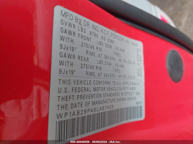 2006 PORSCHE CAYENNE WP1AB29P46LA67409 Photo 8