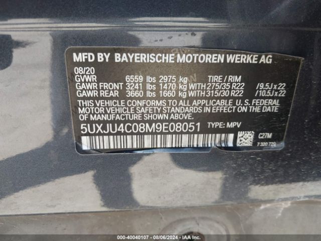 5UXJU4C08M9E08051 BMW X5 M50i