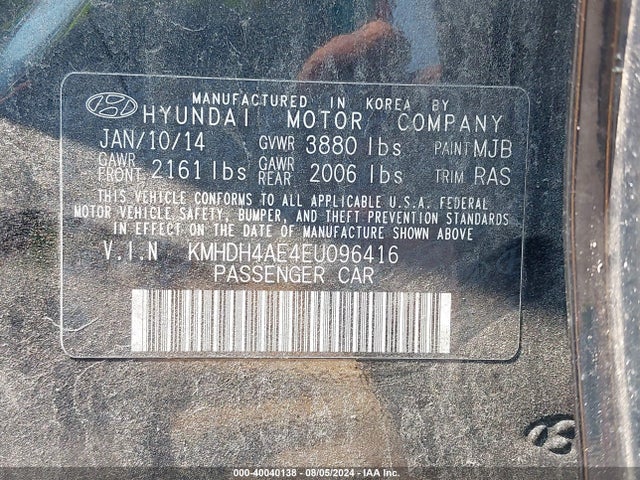 Hyundai ELANTRA SE 2014 KMHDH4AE4EU096416 Image 9