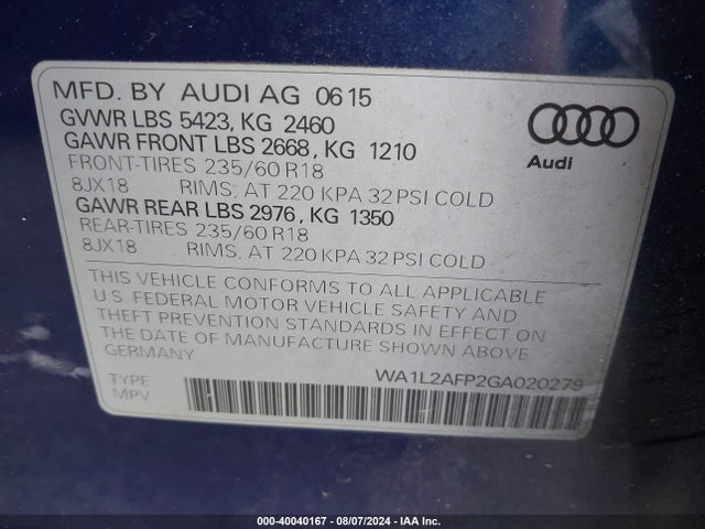 WA1L2AFP2GA020279 Audi Q5 2.0t Premium