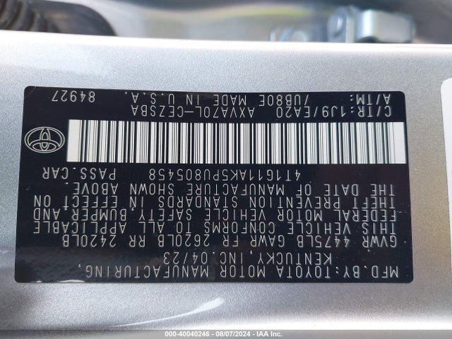 Toyota CAMRY SE 2023 4T1G11AK5PU805458 Image 9