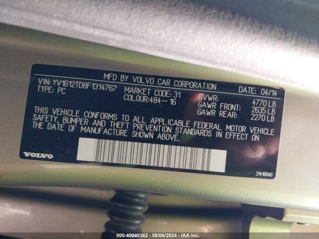 YV1612TD8F1314767 Volvo S60 T5 Platinum