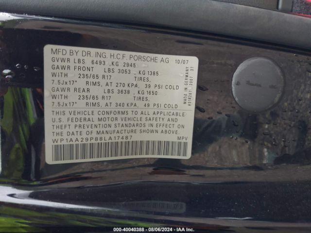 2008 PORSCHE CAYENNE WP1AA29P88LA17487 Photo 8