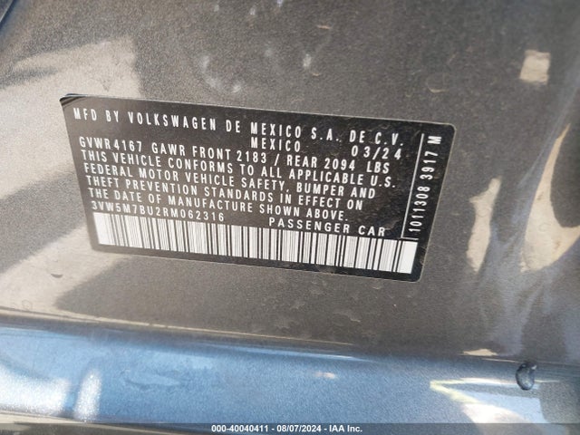 3VW5M7BU2RM062316 Volkswagen Jetta 1.5t S