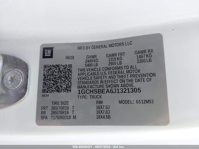 Chevrolet Colorado Wt 2018 1GCHSBEA6J1321305 Image 9