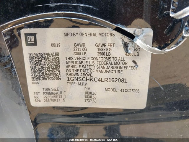 Chevrolet Suburban 2wd Lt 2020 1GNSCHKC4LR162081 Image 9