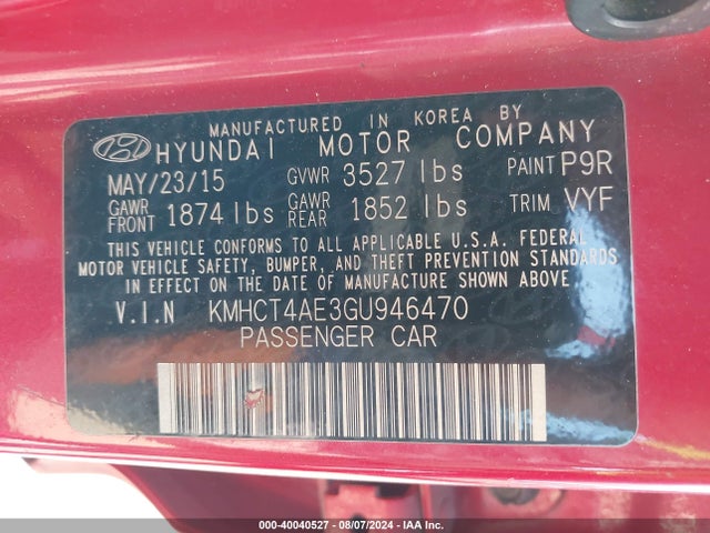 Hyundai ACCENT SE 2016 KMHCT4AE3GU946470 Image 9