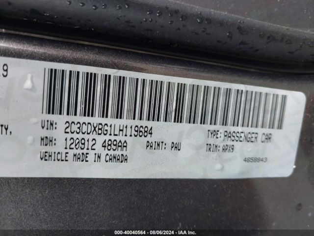 2C3CDXBG1LH119684 Dodge Charger Sxt Rwd