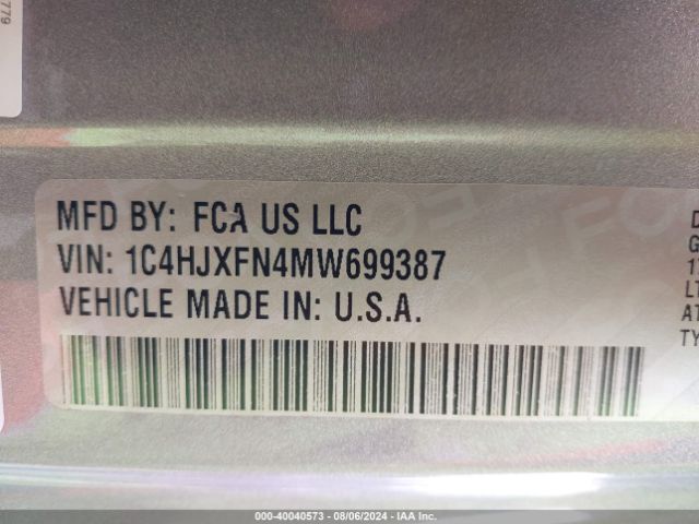 1C4HJXFN4MW699387 Jeep Wrangler Unlimited Rubicon 4x4
