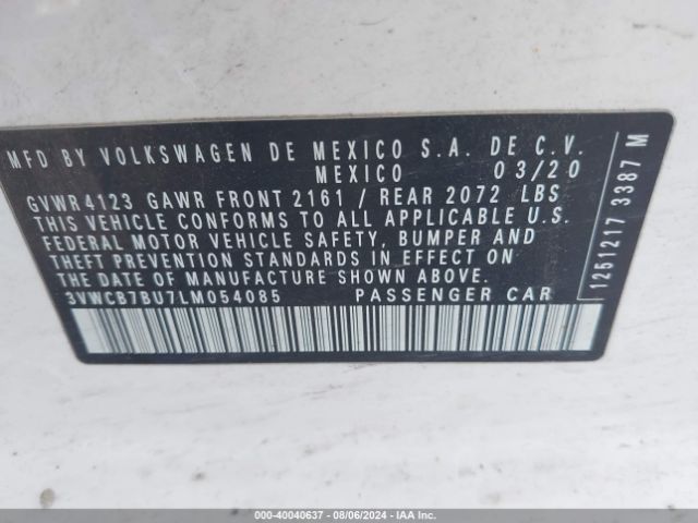 3VWCB7BU7LM054085 Volkswagen Jetta 1.4t R-line/1.4t S/1.4t Se