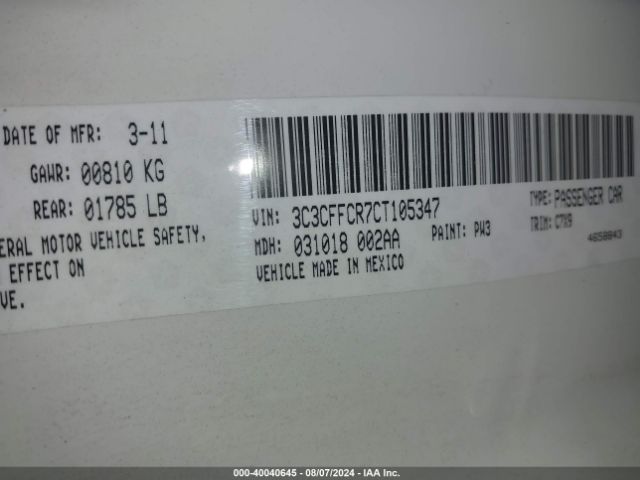 2012 FIAT 500 3C3CFFCR7CT105347 Photo 8