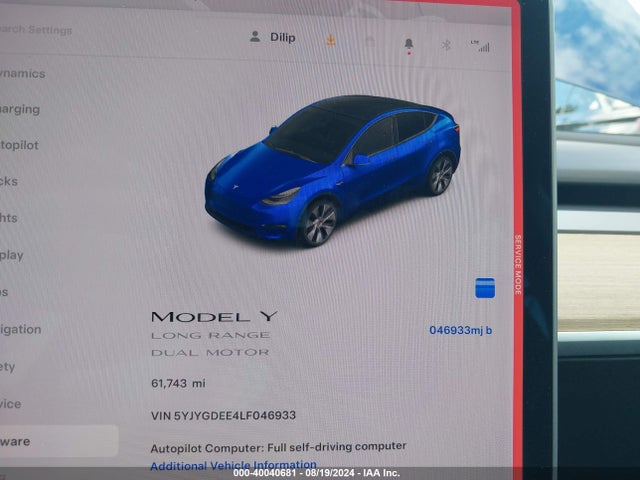 2020 TESLA MODEL Y 5YJYGDEE4LF046933 Photo 6