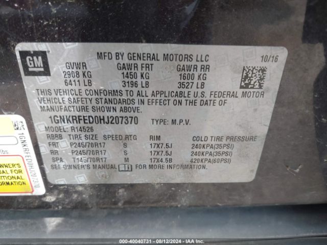 1GNKRFED0HJ207370 Chevrolet Traverse Ls