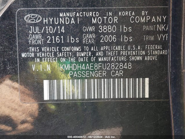 Hyundai ELANTRA SE 2015 KMHDH4AE8FU282848 Image 9