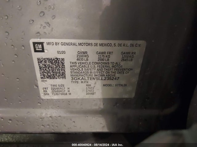 3GKALTEV5LL235247 GMC Terrain Awd Sle