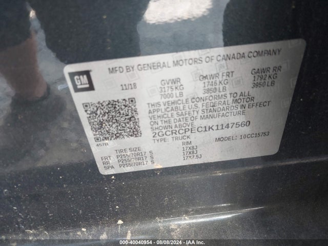 Chevrolet Silverado 1500 Ld Lt 2019 2GCRCPEC1K1147560 Image 9