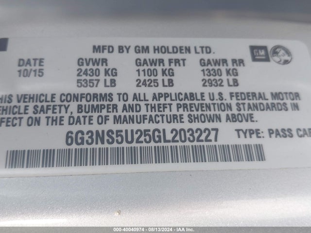 6G3NS5U25GL203227 Chevrolet Caprice Police