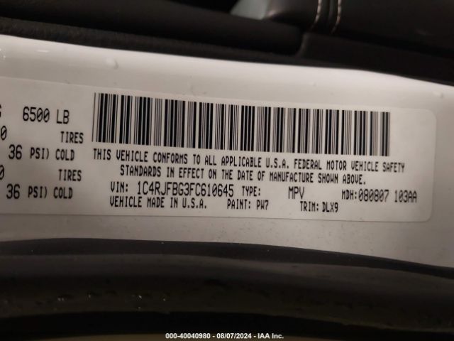 1C4RJFBG3FC610645 Jeep Grand Cherokee Limited