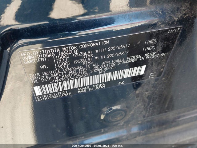 Toyota Rav4 Xle 2018 JTMRFREV6JJ726391 Image 9