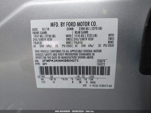 Ford Edge Titanium 2019 2FMPK3K99KBB54273 Image 9