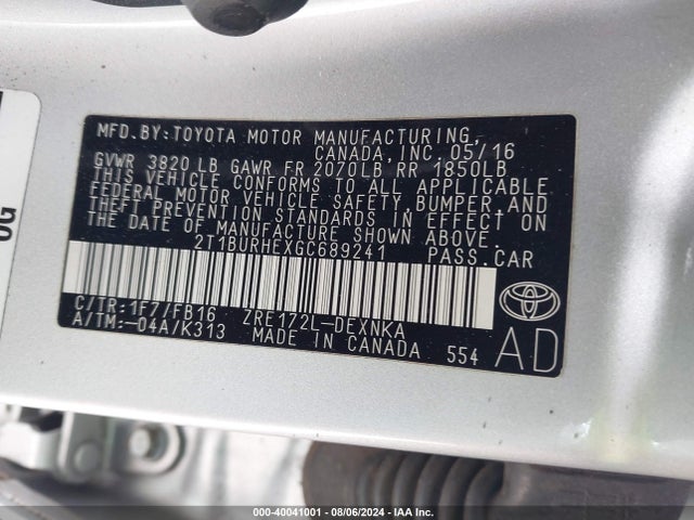 Toyota COROLLA LE 2016 2T1BURHEXGC689241 Image 9