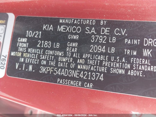 KIA Forte Gt-line 2022 3KPF54AD3NE421374 Image 9