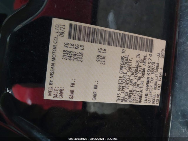 Nissan Altima Platinum Intelligent Awd 2021 1N4BL4FW6MN398574 Image 9