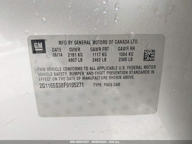 Chevrolet IMPALA 2LZ 2015 2G1165S38F9105271 Image 9