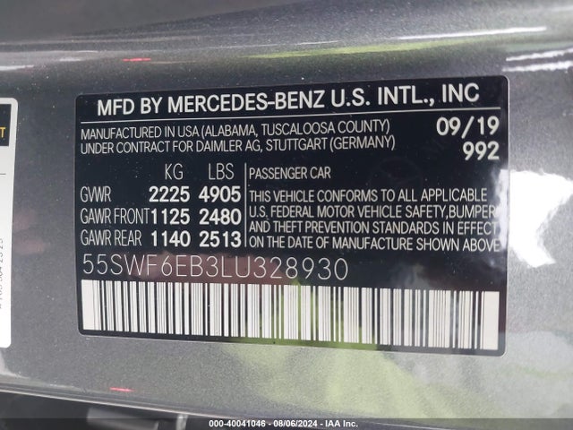 55SWF6EB3LU328930 Mercedes-Benz Amg C 43 4matic