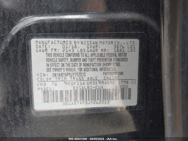 Nissan SENTRA S 2018 3N1AB7AP5JY262013 Image 9