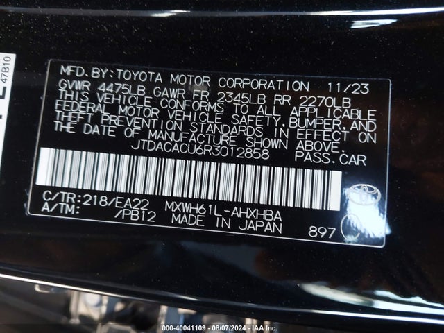 JTDACACU6R3012858 Toyota Prius Prime Xse Premium