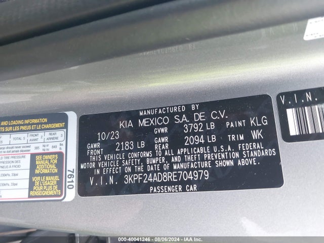 KIA Forte Lxs 2024 3KPF24AD8RE704979 Image 9