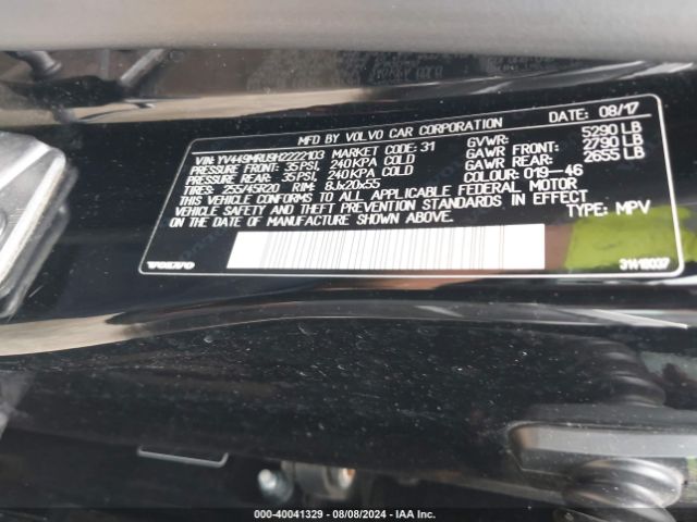 YV449MRU9H2222103 Volvo Xc60 T6 Inscription