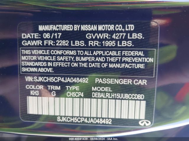 SJKCH5CP4JA048492 Infiniti Qx30 Premium