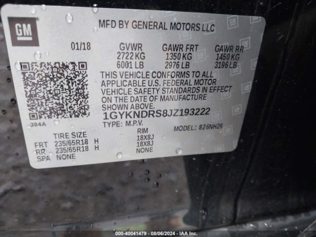 1GYKNDRS8JZ193222 Cadillac XT5 LUXURY