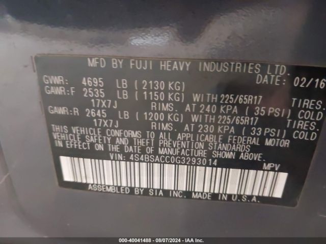 4S4BSACC0G3293014 Subaru Outback 2.5i Premium