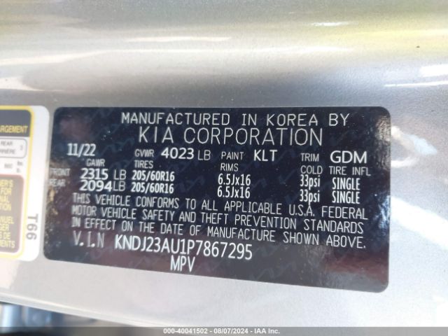 KNDJ23AU1P7867295 KIA SOUL LX