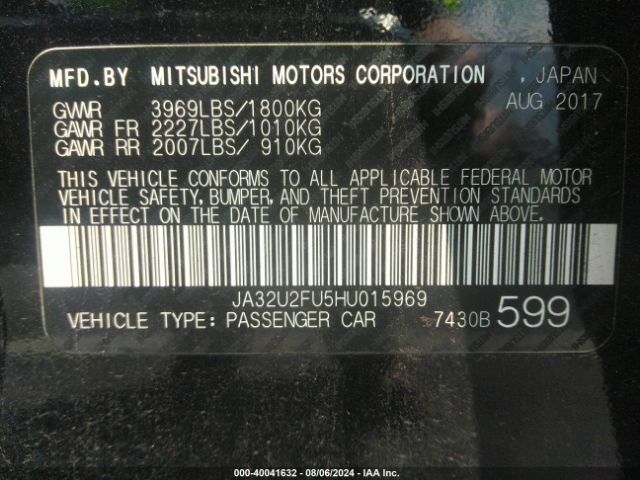 JA32U2FU5HU015969 Mitsubishi Lancer Es/le