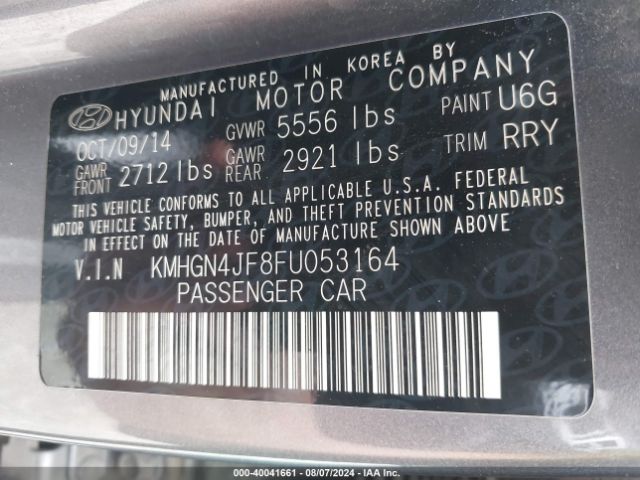 KMHGN4JF8FU053164 Hyundai Genesis 5.0