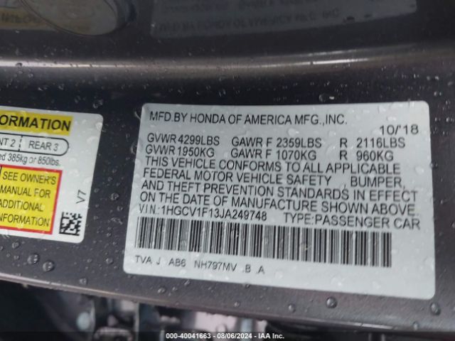 1HGCV1F13JA249748 Honda ACCORD LX