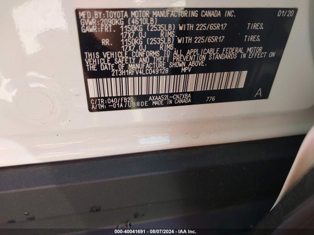 Toyota RAV4 LE 2020 2T3H1RFV4LC049128 Image 9