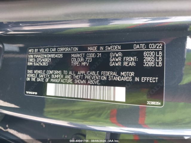 YV4A221K0N1854026 Volvo Xc90 T6 Momentum 6 Passenger
