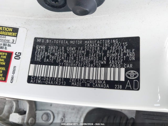 Toyota COROLLA LE 2015 2T1BURHE6FC388710 Image 9
