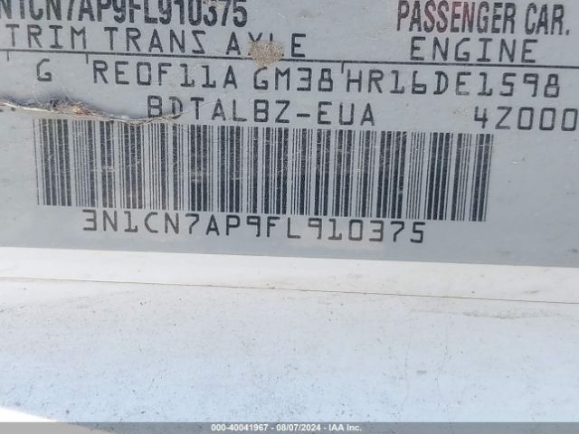 3N1CN7AP9FL910375 Nissan Versa 1.6 S/1.6 S+/1.6 Sl/1.6 Sv