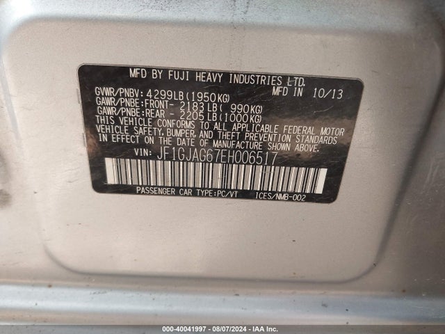 JF1GJAG67EH006517 Subaru Impreza 2.0i Limited